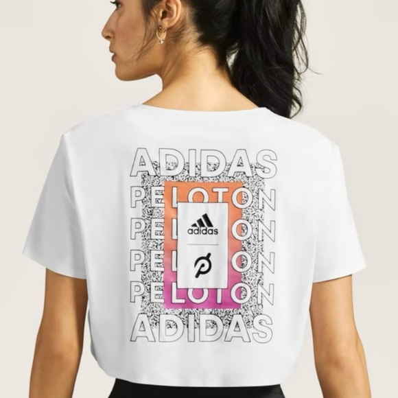 Adidas x Peloton Crop Tee White T-Shirt size 2XL - Picture 1 of 11